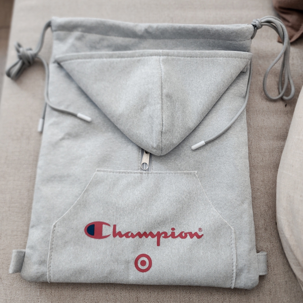 Champion Hoodie Light Gray Drawstring Backpack